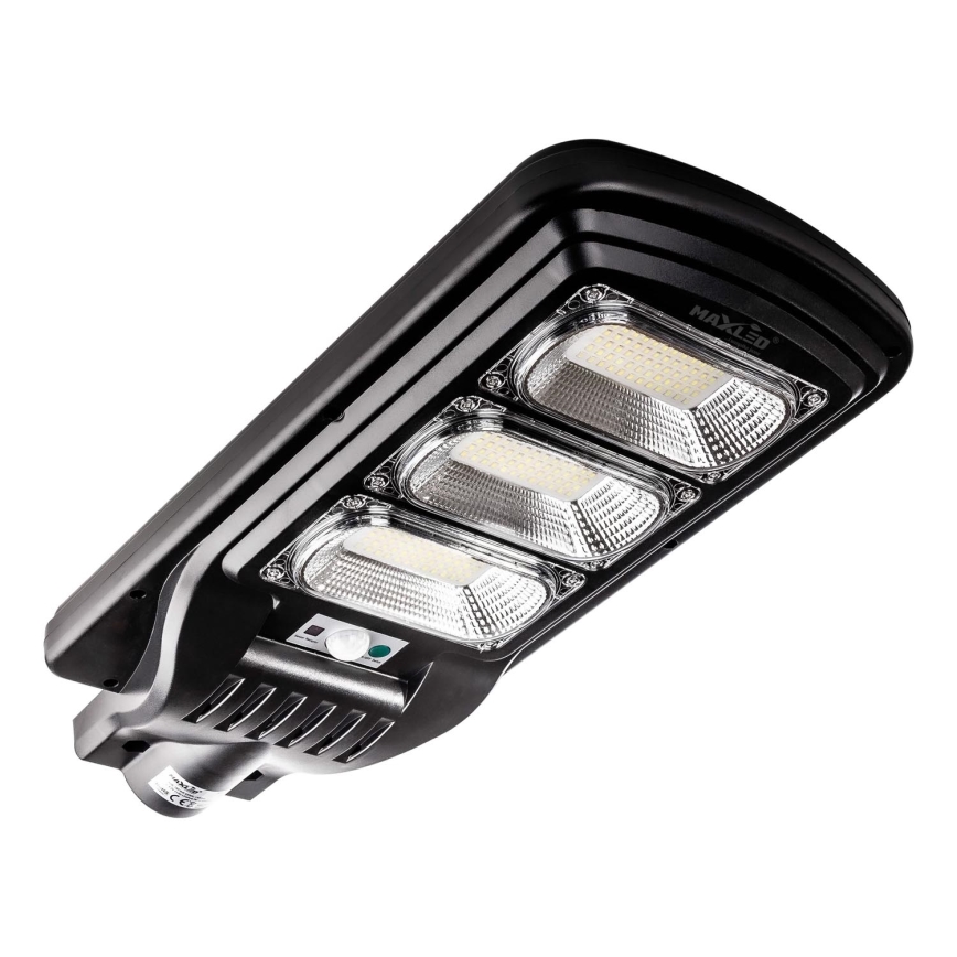 Lampadaire solaire à intensité variable avec détecteur LED/180W/6V 11000 mAh 6500K IP65 noir + Télécommande