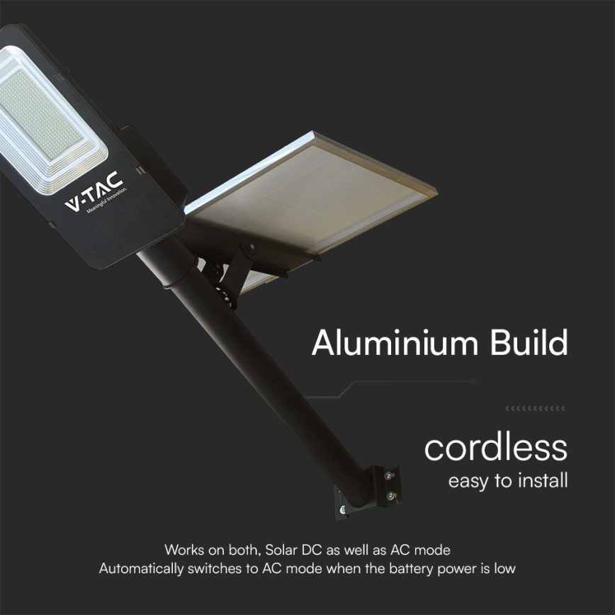 Lampadaire solaire à intensité variable HYBRID LED/50W/230V 4000K IP65 50000 mAh + Télécommande