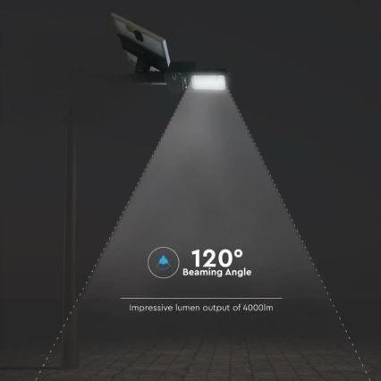 Lampadaire solaire à intensité variable LED/50W/6,4V 4000K IP65 + télécommande