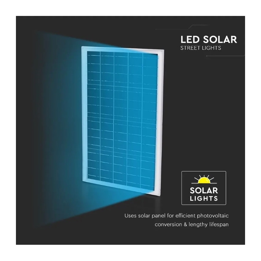 Lampadaire solaire à intensité variable LED/50W/6,4V 6000K IP65 50000 mAh + Télécommande