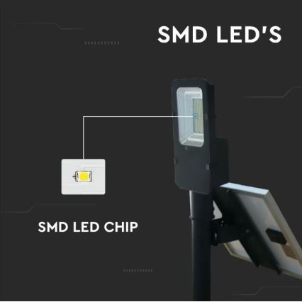 Lampadaire solaire à intensité variable LED/50W/6,4V 6000K IP65 50000 mAh + Télécommande