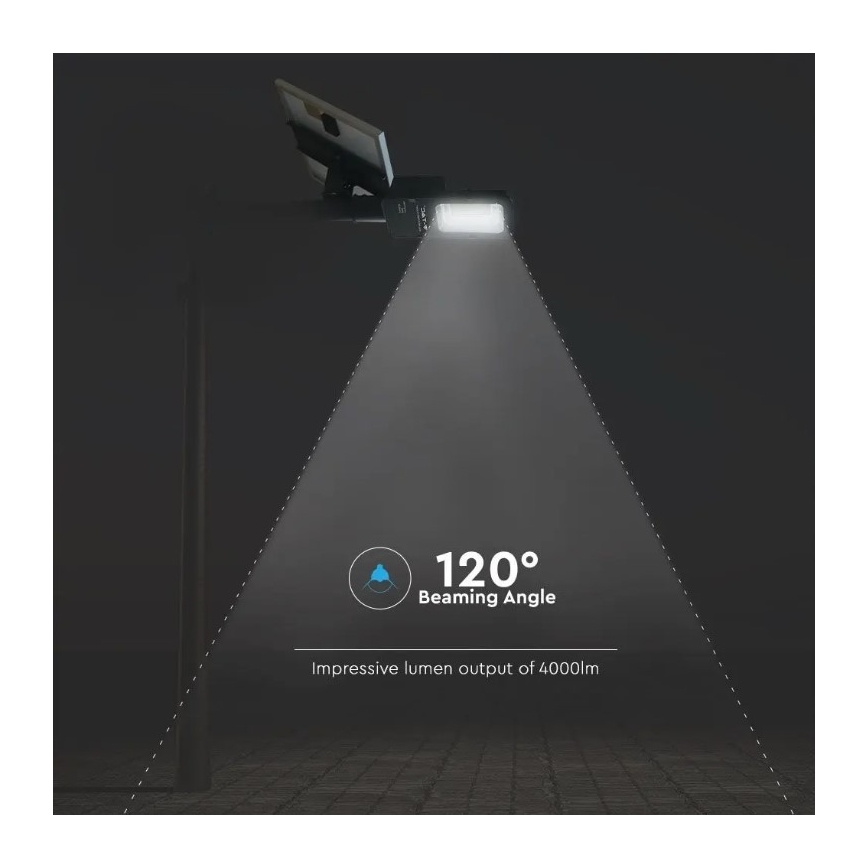 Lampadaire solaire à intensité variable LED/50W/6,4V 6000K IP65 50000 mAh + Télécommande
