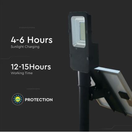 Lampadaire solaire à intensité variable LED/50W/6,4V 6000K IP65 50000 mAh + Télécommande