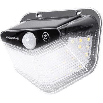 Lampadaire solaire Aigostar avec capteur LED/3,7V 6500K 500 mAh IP65 noir