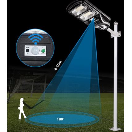 Lampe solaire à intensité variable avec détecteur LED/120W/6V 6500K IP65 noir + Télécommande