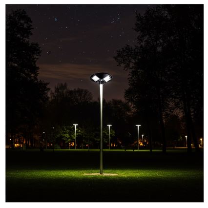 Lampadaire solaire à intensité variable avec détecteur LED/15W/6V 11000 mAh 6500K IP65 noir + Télécommande