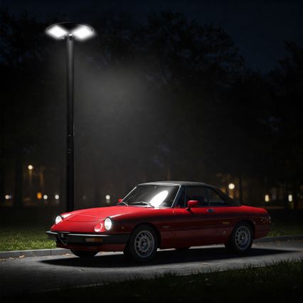 Lampadaire solaire à intensité variable avec détecteur LED/15W/6V 11000 mAh 6500K IP65 noir + Télécommande