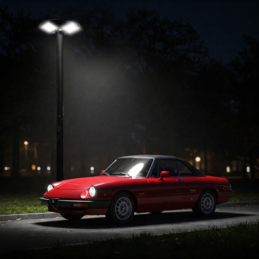 Lampadaire solaire à intensité variable avec détecteur LED/15W/6V 11000 mAh 6500K IP65 noir + Télécommande