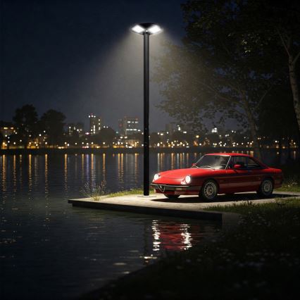 Lampadaire solaire à intensité variable avec détecteur LED/15W/6V 11000 mAh 6500K IP65 noir + Télécommande