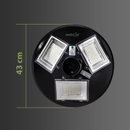 Lampadaire solaire à intensité variable avec détecteur LED/15W/6V 11000 mAh 6500K IP65 noir + Télécommande