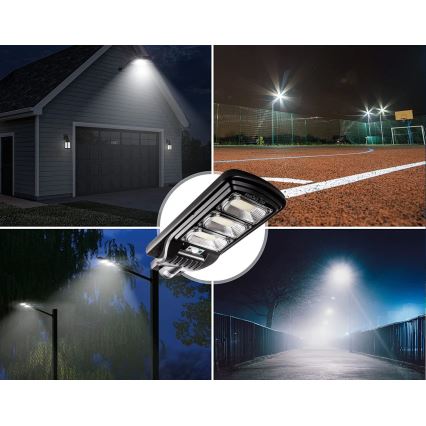 Lampe solaire à intensité variable avec détecteur LED/180W/6V 6500K IP65 noir + Télécommande