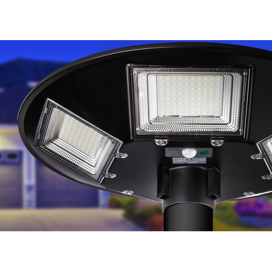 Lampadaire solaire à intensité variable avec détecteur LED/22W/6V 18000 mAh 6500K IP65 noir + Télécommande