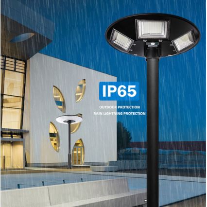 Lampadaire solaire à intensité variable avec détecteur LED/22W/6V 18000 mAh 6500K IP65 noir + Télécommande