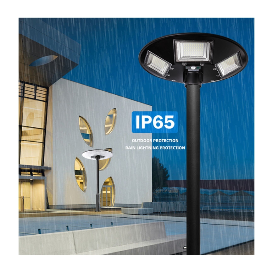 Lampadaire solaire à intensité variable avec détecteur LED/22W/6V 18000 mAh 6500K IP65 noir + Télécommande
