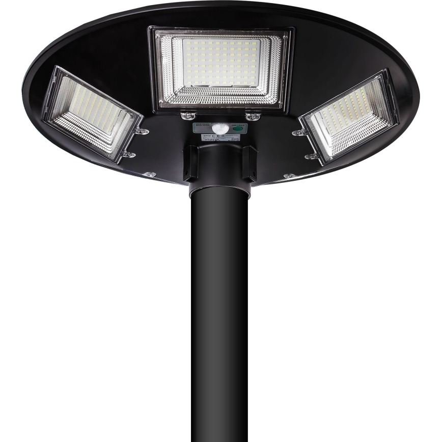 Lampadaire solaire à intensité variable avec détecteur LED/22W/6V 18000 mAh 6500K IP65 noir + Télécommande