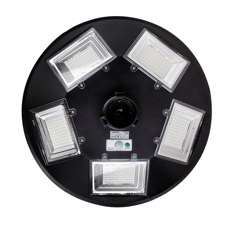 Lampadaire solaire à intensité variable avec détecteur LED/22W/6V 18000 mAh 6500K IP65 noir + Télécommande