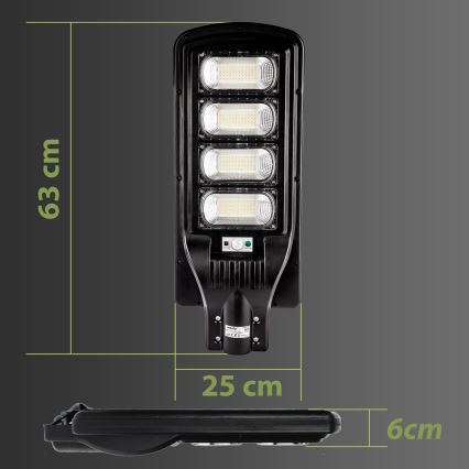 Lampe solaire à intensité variable avec détecteur LED/240W/6V 6500K IP65 noir + Télécommande