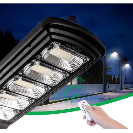 Lampe solaire à intensité variable avec détecteur LED/300W/6V 6500K IP65 noir + Télécommande
