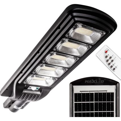 Lampe solaire à intensité variable avec détecteur LED/300W/6V 6500K IP65 noir + Télécommande