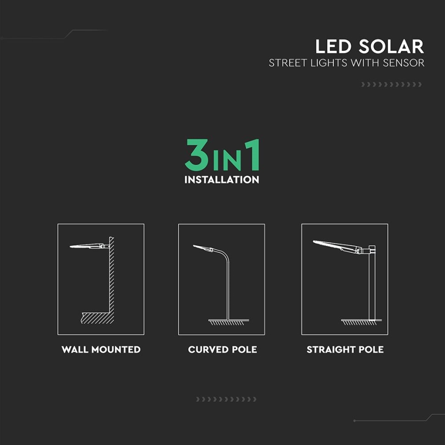 Lampadaire solaire de rue avec détecteur LED/20W/7,4V IP65 5400 mAh