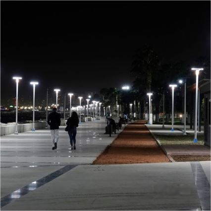 Lampadaire solaire LED avec capteur LUVIA LED/15W/3,2V 4000K IP54 5400 mAh + télécommande