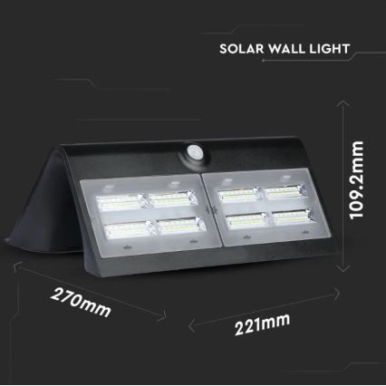 Lampadaire solaire LED avec détecteur LED/7W/3,7V 4000K IP65 noir