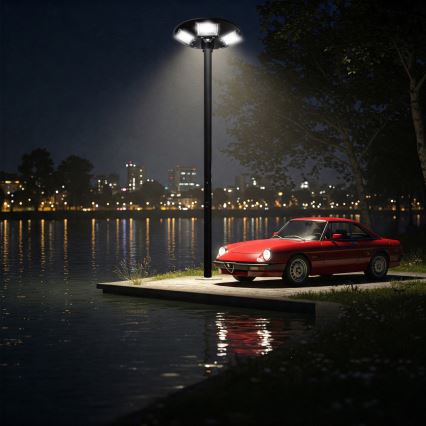 Lampadaire solaire LED dimmable avec capteur LED/22W/6V 18000 mAh 6500K IP65 noir + télécommande