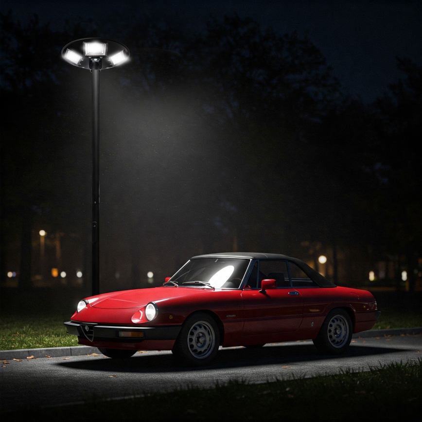 Lampadaire solaire LED dimmable avec capteur LED/22W/6V 18000 mAh 6500K IP65 noir + télécommande