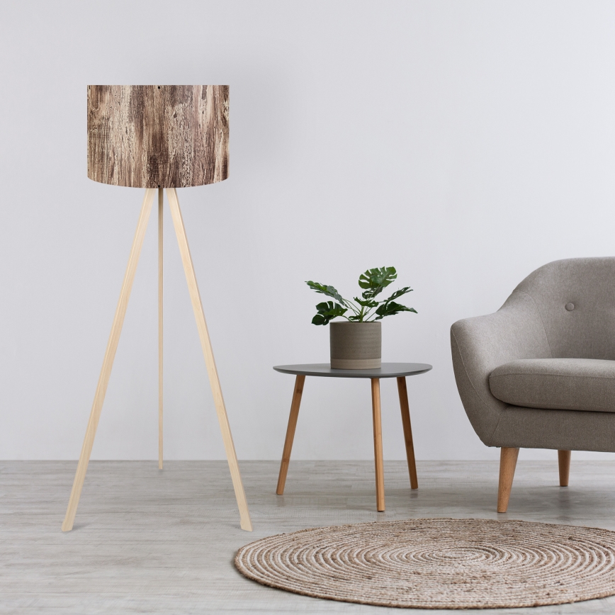 Lampadaire sur pied AYD 1xE27/40W/230V marron/beige