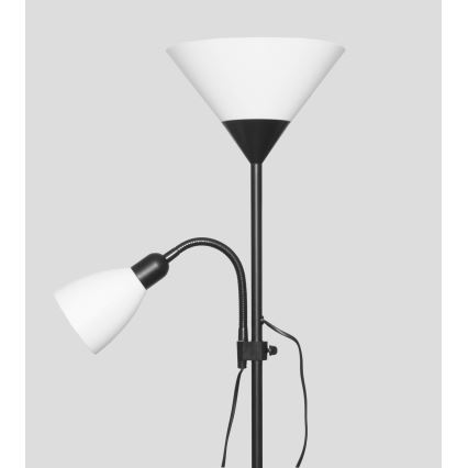 Lampadaire WENDY 1xE27/100W/230V + 1xE14/40W noir