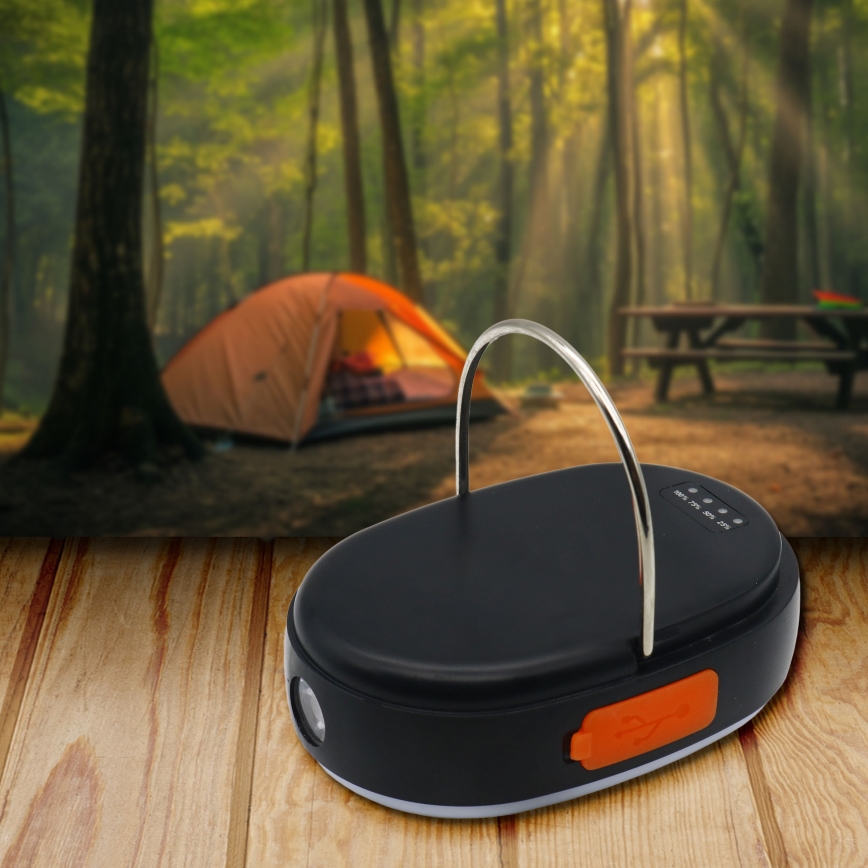 Lampe à intensité variable rechargeable avec fonction de batterie portative K4 LED/1W/5V 3000-6500K IPX4 4000 mAh noir