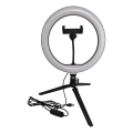 Lampe à intensité variable avec trépied et support vlogging LED/10W/5V 2700-6500K