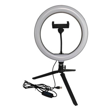 Lampe à intensité variable avec trépied et support vlogging LED/10W/5V 2700-6500K
