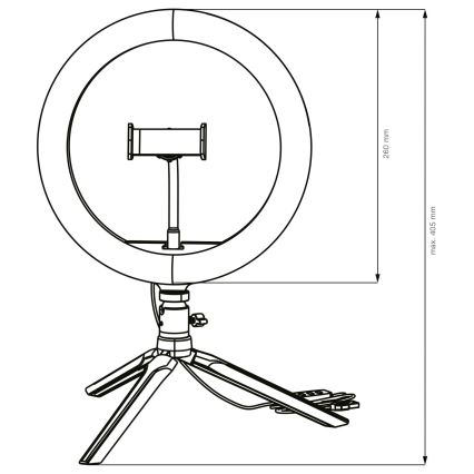 Lampe à intensité variable avec trépied et support vlogging LED/10W/5V 2700-6500K