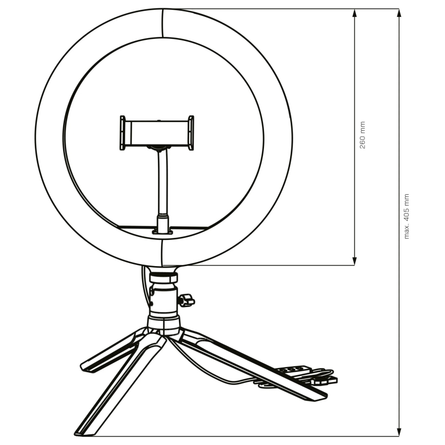 Lampe à intensité variable avec trépied et support vlogging LED/10W/5V 2700-6500K