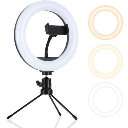 Lampe à intensité variable LED avec trépied et support pour vlogging LED/10W/USB
