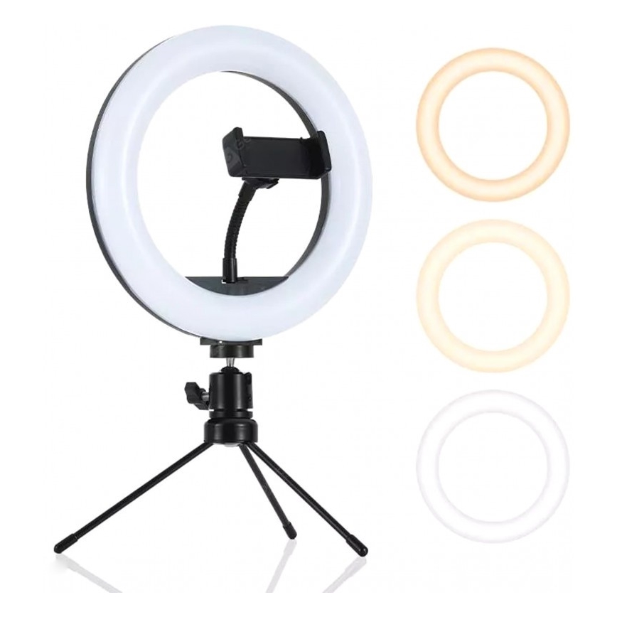 Lampe à intensité variable LED avec trépied et support pour vlogging LED/10W/USB