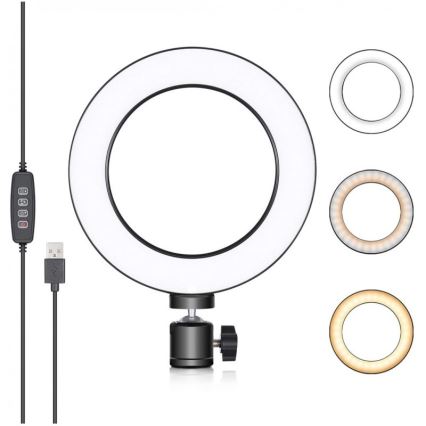 Lampe à intensité variable LED avec trépied et support pour vlogging LED/10W/USB