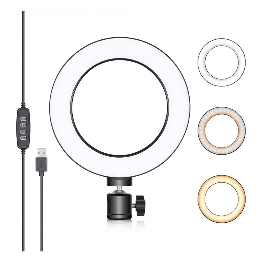 Lampe à intensité variable LED avec trépied et support pour vlogging LED/10W/USB