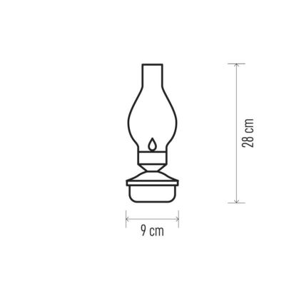 Lampe à pétrole LED décorative VINTAGE 1xLED/1,5W/3xAA