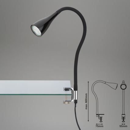 Lampe à pince 1xGU10/3W/230V noire
