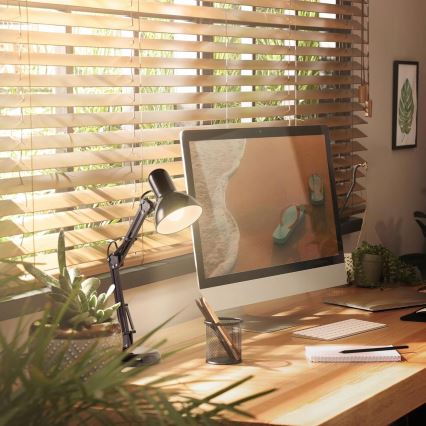 Lampe de bureau 2-en-1 à pince, 1 x E27, 60 W, 230 V, noire