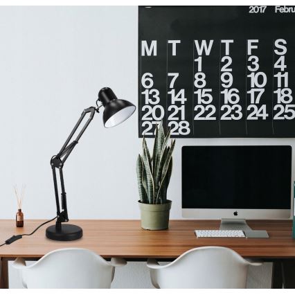 Lampe de bureau 2-en-1 à pince, 1 x E27, 60 W, 230 V, noire
