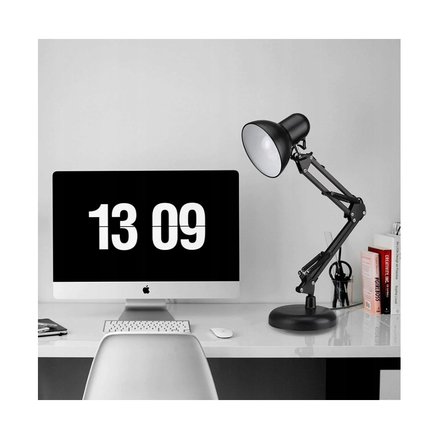 Lampe de bureau 2-en-1 à pince, 1 x E27, 60 W, 230 V, noire