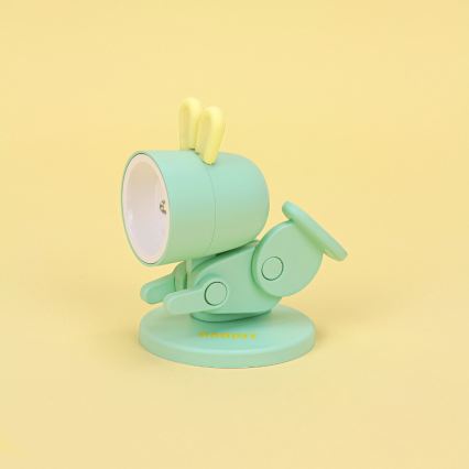 Lampe de bureau LED 0,06 W (3× LR41) en forme de lapin, verte
