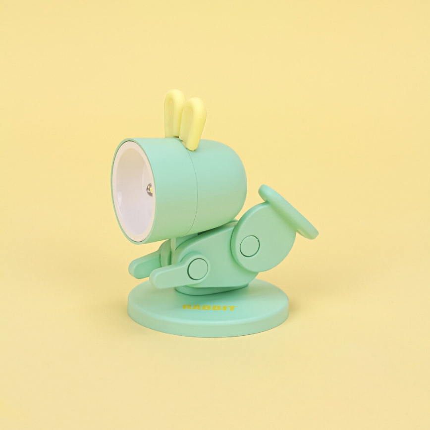 Lampe de bureau LED 0,06 W (3× LR41) en forme de lapin, verte