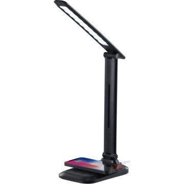 Lampe de bureau LED à intensité réglable avec chargeur sans fil Qi et port USB LUMI LED/7W/230V noire