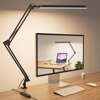 Lampe de bureau LED tactile, dimmable et flexible à pince LED/10W/5/230V 3000/4000/6000K noire