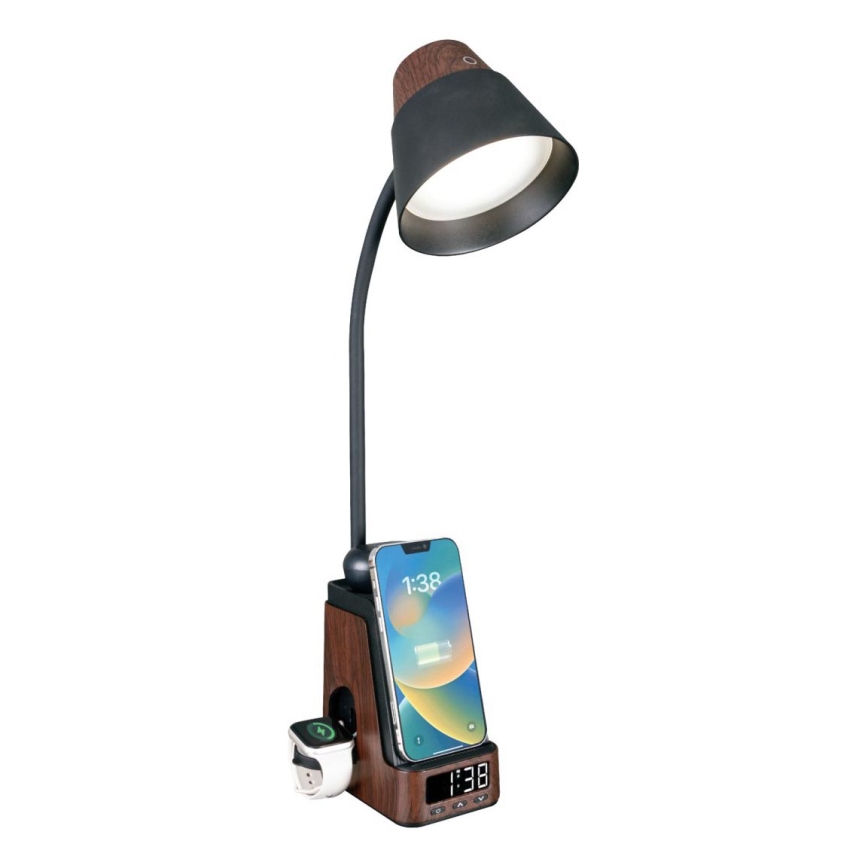 Lampe de bureau LED+CCT dimmable avec chargement sans fil QI IDEAL LED/8W/230V 2700/4000/5000K marron