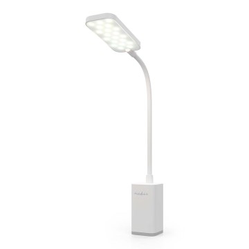 Lampe de bureau LED dimmable rechargeable à commande tactile, flexible, avec pince — LED/5W/1200 mAh, blanche